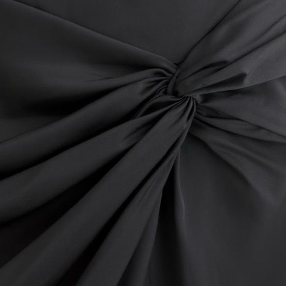 NWT Abercrombie & Fitch Draped Skirt Maxi Dress Satin Open Back Slit Black  XS - Picture 6 of 12